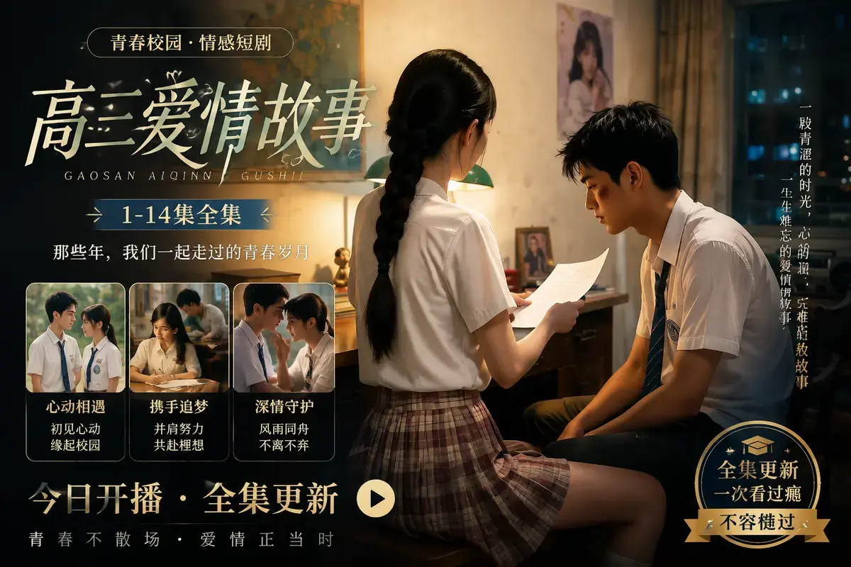 《高三爱情故事》AI短剧林澈苏晚晴校园恋曲-初见心动误会虐心毕业告白-高三爱情故事高清完整版无删减-在线观看流畅播放